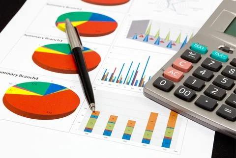 Accounting and Business Data Visualization Charts Stock Photos