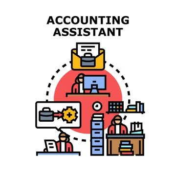 Accounting assistant role processing financial documents workflow Ilustração Stock