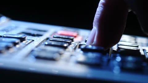 Accounting calculations on an old calculator with data display on digital panel Stock Footage 252037690