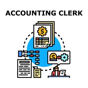 Accounting clerk analyzing financial documents for business management Ilustração Stock
