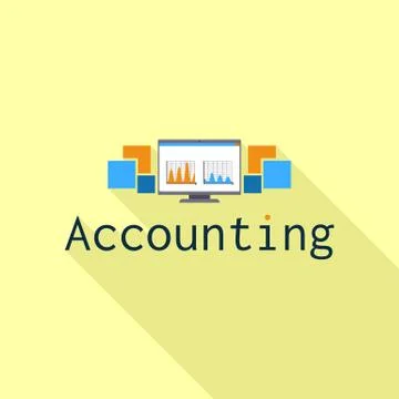Accounting computer graph logo, flat style Stock Illustration
