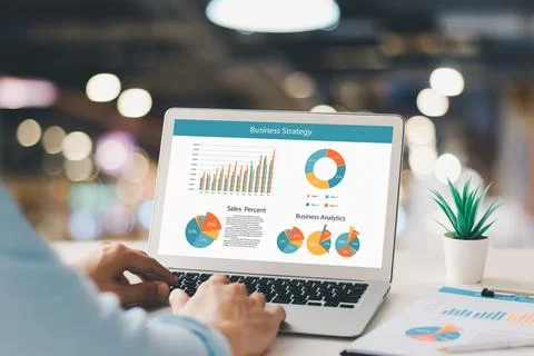Accounting concept. businessman working using a laptop with analyzing finan.. Stock Photos