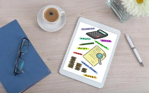 Accounting concept on a digital tablet Stock-Fotos