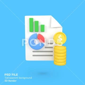 Accounting data analysis isolated 3d render icon illustration PSD Template