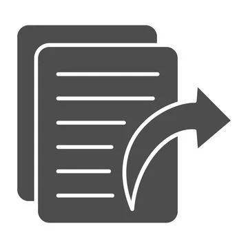 Accounting document and delegate arrow solid icon, Black bookkeeping concept Stockillustratie