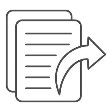 Accounting document and delegate arrow thin line icon, Black bookkeeping concept イラスト素材