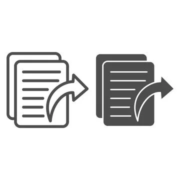 Accounting document and delegate arrow line and solid icon, Black bookkeeping Stock Illustration