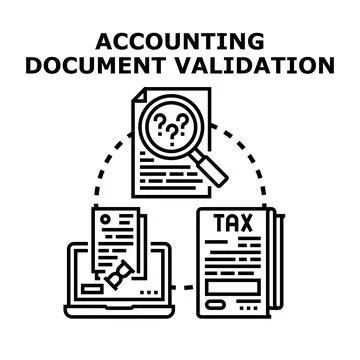 Accounting document validation process analyzing financial documents Stockillustratie