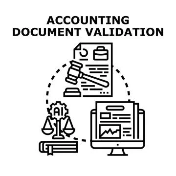 Accounting document validation process using artificial intelligence for audi Stock Illustration