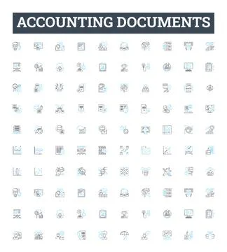 Accounting documents vector line icons set. Accounts, Vouchers, Ledgers Stock Illustration