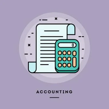Accounting, flat design thin line banner. Stock Illustration