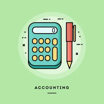 Accounting, flat design thin line banner. Stock Illustration