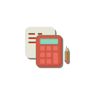 Accounting flat style element illustration. calculator cartoon design on whit Illustrazione stock