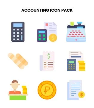Accounting Flat UI Icons Pack Illustrazione stock