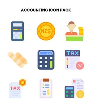 Accounting Flat Vector Icons Pack Stock Illustration