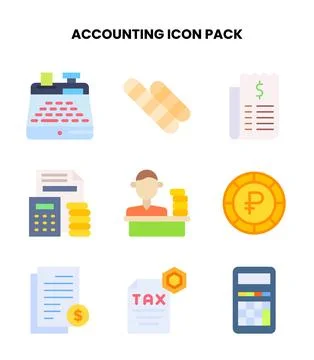 Accounting Flat Vector Icons Pack Stock Illustration