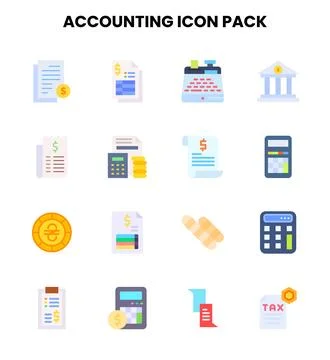 Accounting Flat Vector Icons Pack Stock Illustration