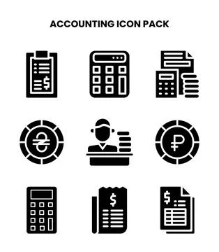 Accounting Glyph Bundle Icons Pack Stock Illustration