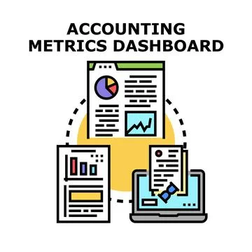 Accounting metrics dashboard data analysis compiling reports Stock Illustration