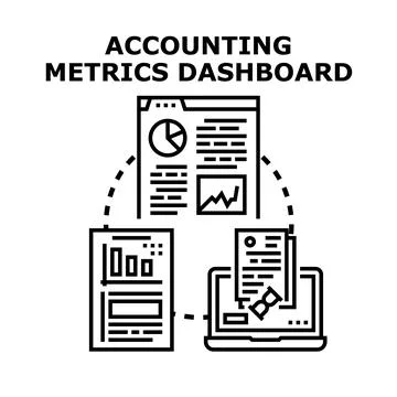 Accounting metrics dashboard data analysis compiling reports Stock Illustration