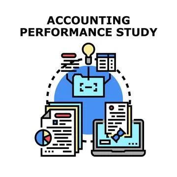 Accounting performance study analyzing business financial data Illustrazione stock