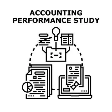 Accounting performance study analyzing business financial data Stock Illustration