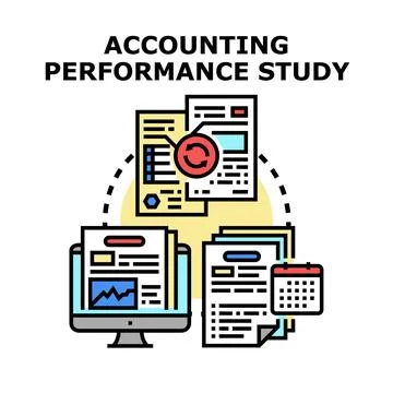 Accounting performance study analyzing business financial data Stock Illustration