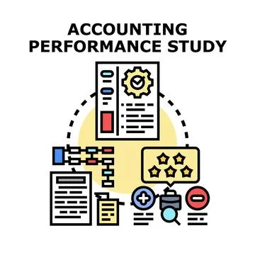 Accounting performance study analyzing financial data Stock Illustration