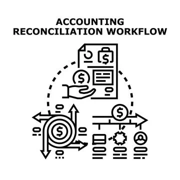 Accounting reconciliation workflow management process concept イラスト素材