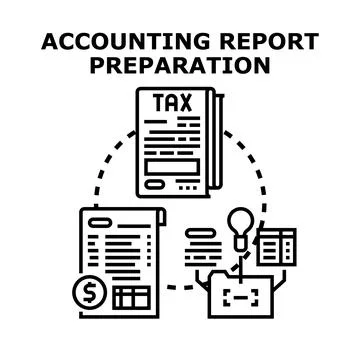 Accounting report preparation process for financial analysis Stock Illustration