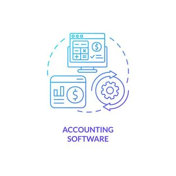 Accounting software blue gradient concept icon Illustrazione stock