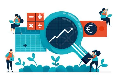 Accounting software with business intelligence or bi in analysis, plan, strat Stock Illustration