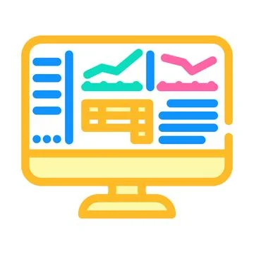 Accounting software color icon vector illustration Stock Illustration