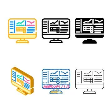 Accounting software color icon vector concepts Stock Illustration