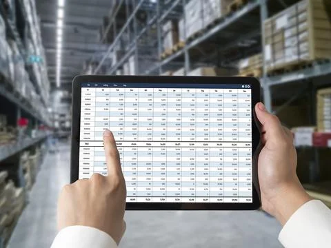 Accounting software on computer screen showing financial statement snugly Foto stock