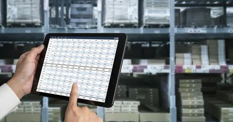 Accounting software on computer screen showing financial statement snugly Fotos Stock