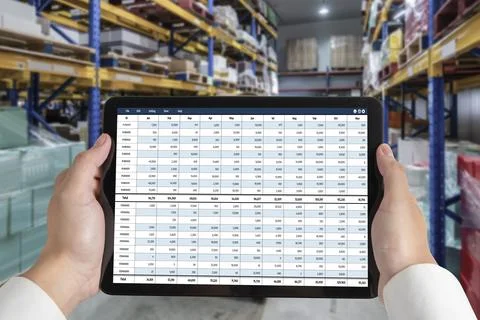 Accounting software on computer screen showing financial statement snugly Foto stock