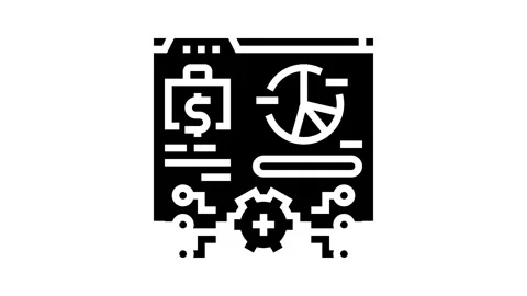 Accounting software glyph icon animation Stock Footage 326152877
