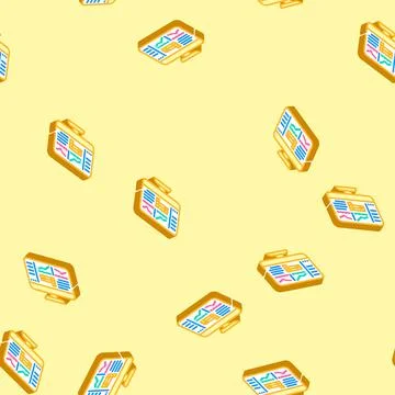 Accounting software isometric icon seamless pattern Stock Illustration