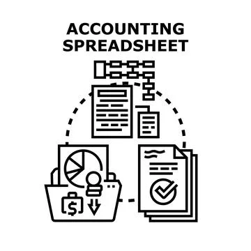 Accounting spreadsheet data analysis and financial report Stock Illustration