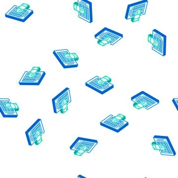 Accounting table isometric icon seamless pattern イラスト素材