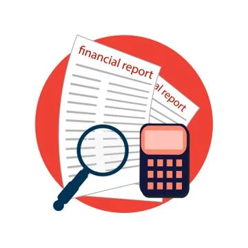 Accounting, taxes, audit, calculation, data analysis, reporting concepts. fla Illustrazione stock