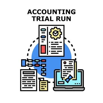 Accounting trial run process analyzing financial data 스톡 일러스트
