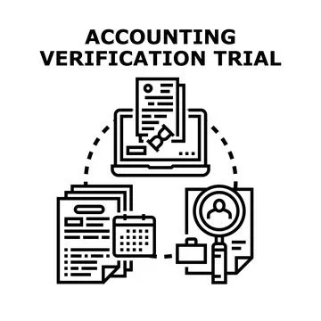 Accounting verification trial process with online auditing Ilustração Stock