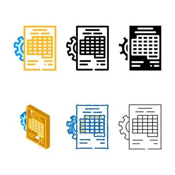 Accounting working process erp color icon vector variants Illustrazione stock