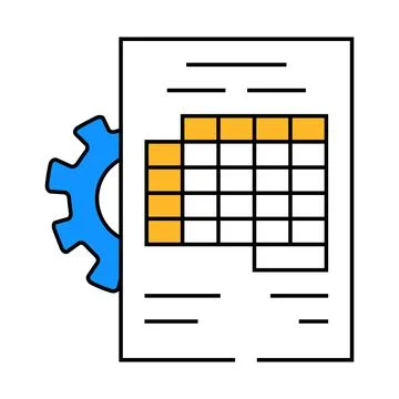 Accounting working process erp icon color illustration Stock Illustration