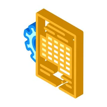 Accounting working process erp isometric icon vector illustration Stock Illustration