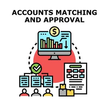 Accounts matching and approval process developing financial strategy Stock Illustration