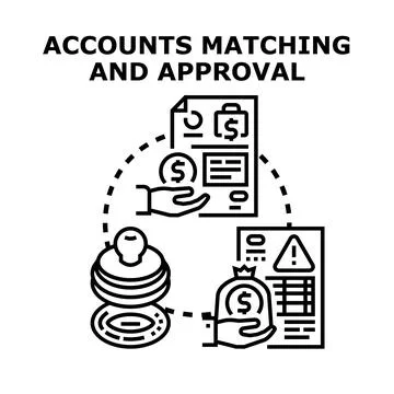 Accounts matching approving process verification icon element Stock Illustration