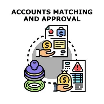Accounts matching approving process verification icon element Stock Illustration
